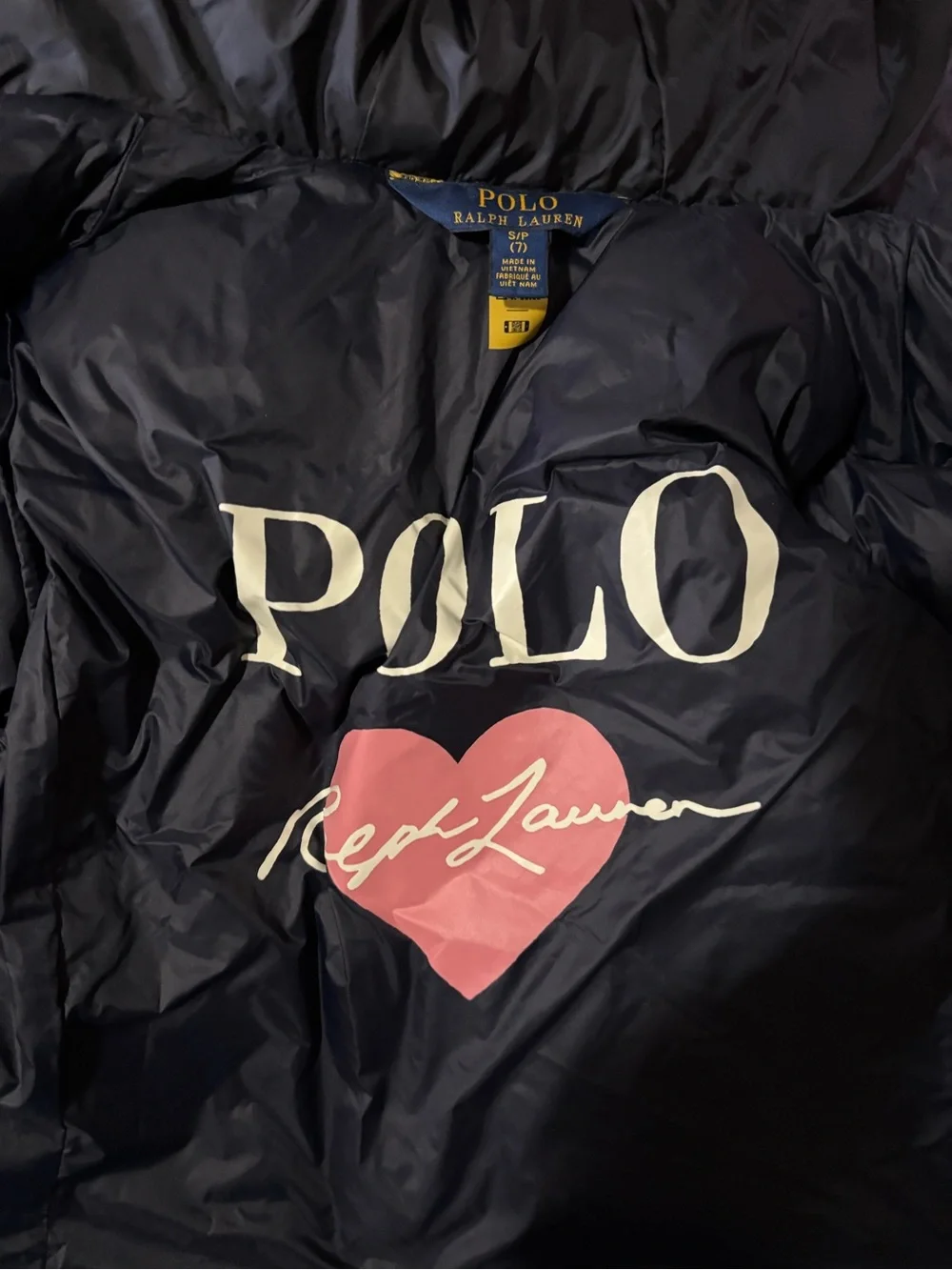 Navy Polo Ralph Lauren Girls size 7 puffer coat